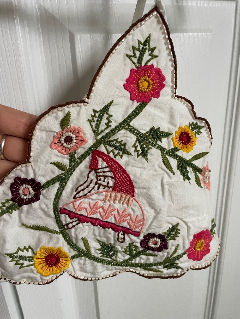 Anthropologie White Embroidered Floral Bralette with Pink & Yellow Accents - Picture 3 of 5